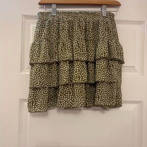 Olive Green Tiered Skirt
